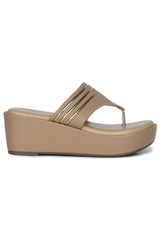 صندل كاجوال أنيق بكعب إسفيني 3 بوصات، مفتوح من الخلف، مقدمة دائرية