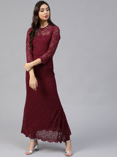 Burgundy Lace Maxi Dress