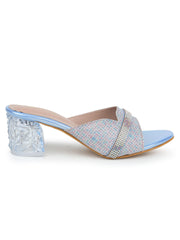 أحذية مول عصرية كاجوال بكعب عريض مفتوح من الخلف بارتفاع 2 بوصة ومقدمة مستديرة