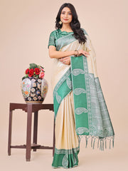 Graceful Silk Saree with Rich Woven Border & Paisley Pallu - Perfect for Festive & Wedding Wear