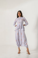 Slate Grey Peplum Dhoti Jumpsuit