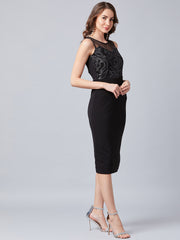 Black Embellished Sheath Dress