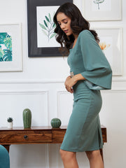 Green Scuba Formal Sheath Dress