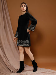 Women Embroidered Bohemian A-Line Above Knee Dress