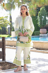 Ivory and Lime Green Tropical Co-Ord Set - Fresh & Breezy