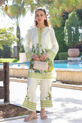 Ivory and Lime Green Tropical Co-Ord Set - Fresh & Breezy
