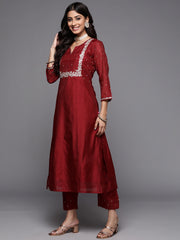 Varanga - embroidered chanderi kurta paired with embroidered trousers and digital printed dupatta