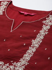 Varanga - embroidered chanderi kurta paired with embroidered trousers and digital printed dupatta