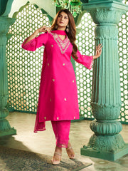 Pink Embroidered Kurta Set
