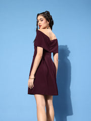 Burgundy Off-Shoulder Dress