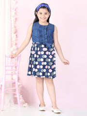 Girls Denim Polka Dress