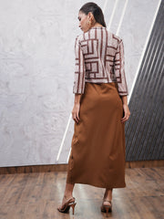 Embroidered Knotting A-Line Dress with Jacket