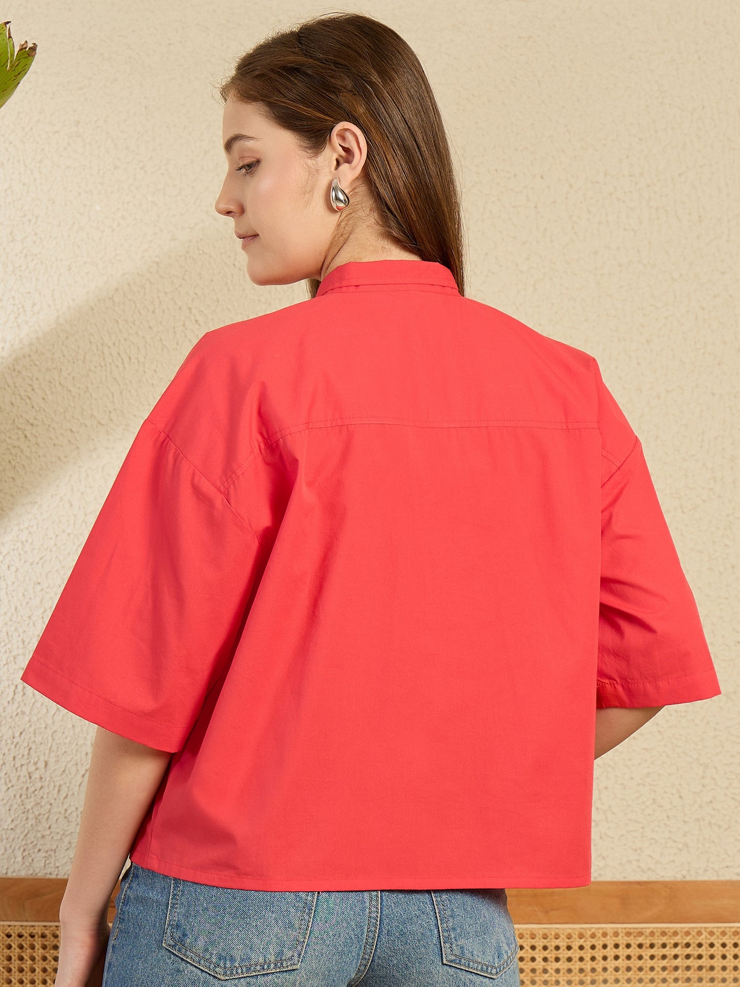 Women's Front Tie Up Red Cotton Top