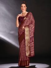 Women's Art Silk Burgundy Printed Designer Saree With Blouse Piece