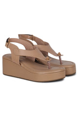 Shezone - Casual Fashion Sandals 2.5 Inches Wedge Ankle Loop Round Toe Heels