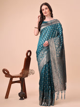 Banarasi Silk Saree with Silver Zari Woven Pallu & Border - Wedding & Festive Wear Elegance