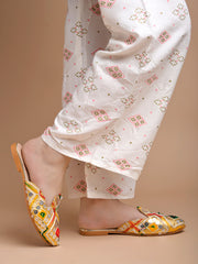 Shoetopia - Ethnic Gold Flat Mules For Women & Girls