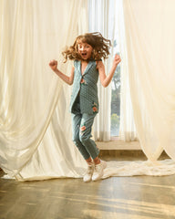 Dusty Teal Quilted Pant Suit Kids