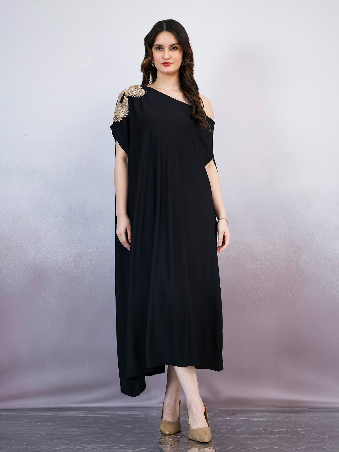 Women Embellished One Shoulder Maxi Dress