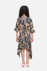 Gils Floral Dress with Asymmetric Hemline