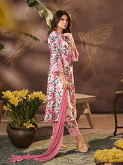 White Floral Printed kurta set