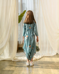 Dusty Teal Dhoti Jumpsuit Kids