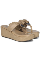 صندل كاجوال أنيق بكعب إسفيني 3 بوصات، مفتوح من الخلف، مقدمة دائرية