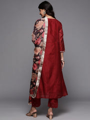 Varanga - embroidered chanderi kurta paired with embroidered trousers and digital printed dupatta