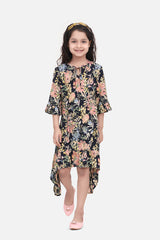 Gils Floral Dress with Asymmetric Hemline
