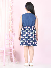 Girls Denim Polka Dress