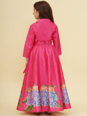 Girls Pink Flower Digital Print Ready to wear Lehenga & Choli