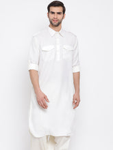 Vastramay - Men's Cream Cotton Blend Pathani Kurta