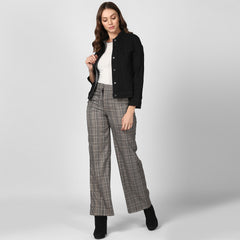 Women's Solid Black Denim Jacket