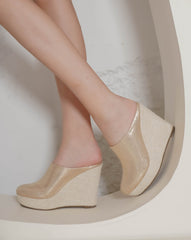 Shezone - Casual Fashion Mules 5 Inches Wedge Open Back Round Toe Heels