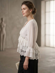 Flared Sleeve Ruffles Georgette Top