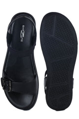 Casual Black Open Toe Flats Round Toe Ankle Loop Flats