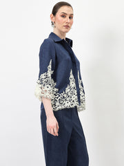 Embellished Embroidered Linen Top