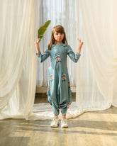 Dusty Teal Dhoti Jumpsuit Kids