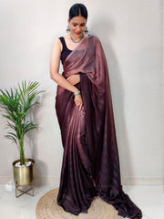 Women's Georgette Burgundy Printed Ready to Wear With Blouse Piece