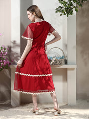Bell Sleeve Fit & Flare Midi Dress