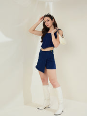 Women's Black Denim Corset Style Crop Top