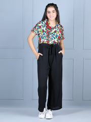 Girls Polyester Colour Blocked Jumpsuit