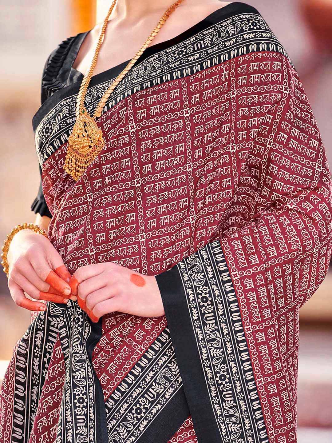 Naari - Women's Bhagalpuri Silk Maroon Printed Designer Saree With Blouse Piece