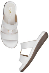 Casual White Open Toe Flats Round Toe Slip-On Flats