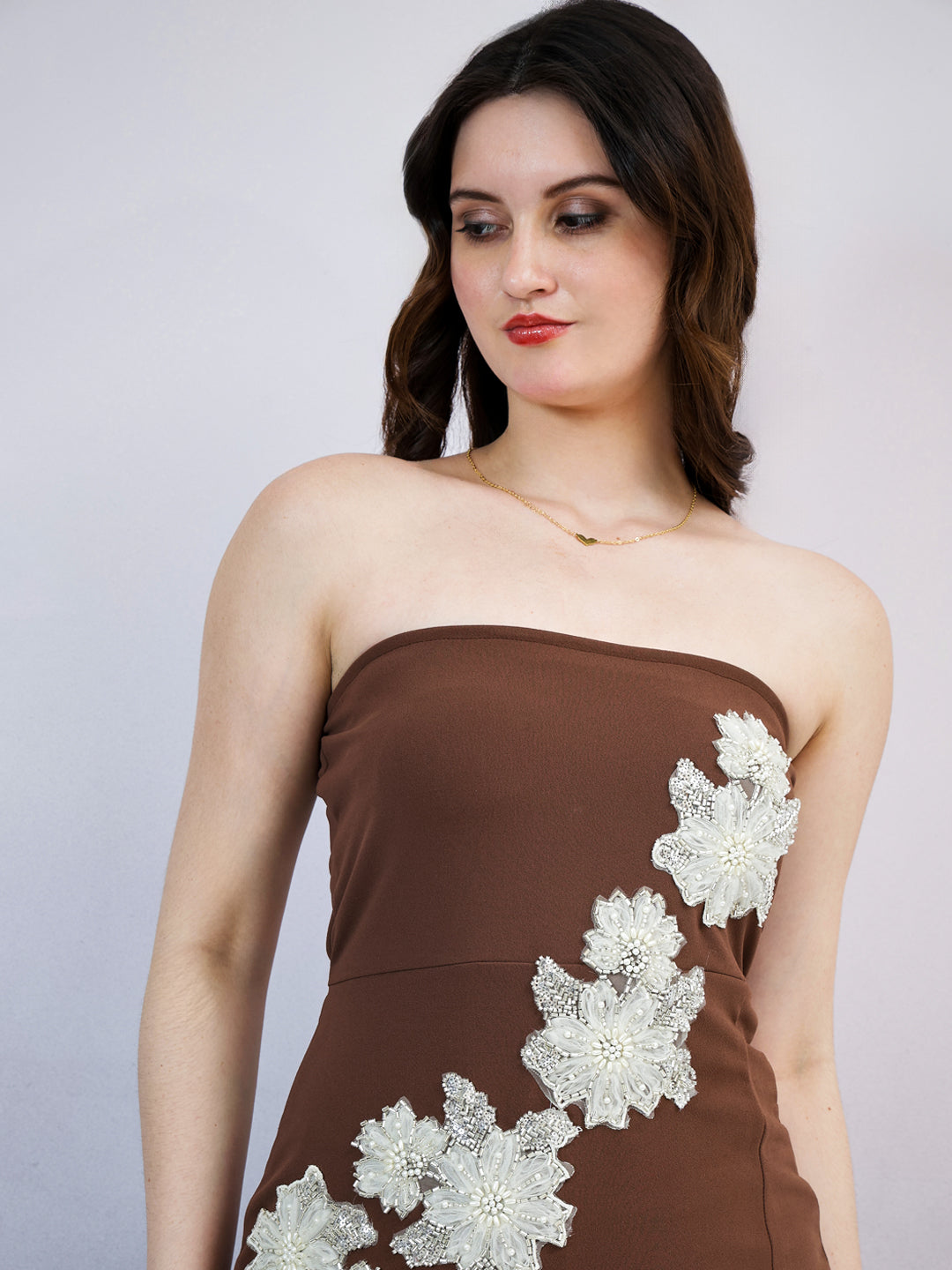 Women Embellished Bandeau Midi Dress