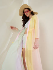 شال نسائي طويل متعدد الألوان متدرج الألوان