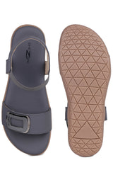 حذاء مسطح رمادي كاجوال ذو مقدمة دائرية وحلقة للكاحل