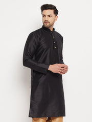 Vastramay - Men's Black Silk Blend Kurta Only