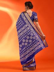 ساري نسائي من مزيج الحرير، مطبوع باللون البنفسجي، بتصميم أنيق، مع قطعة بلوزة.