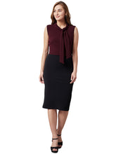 Women Burgundy & Black Sheath Dress